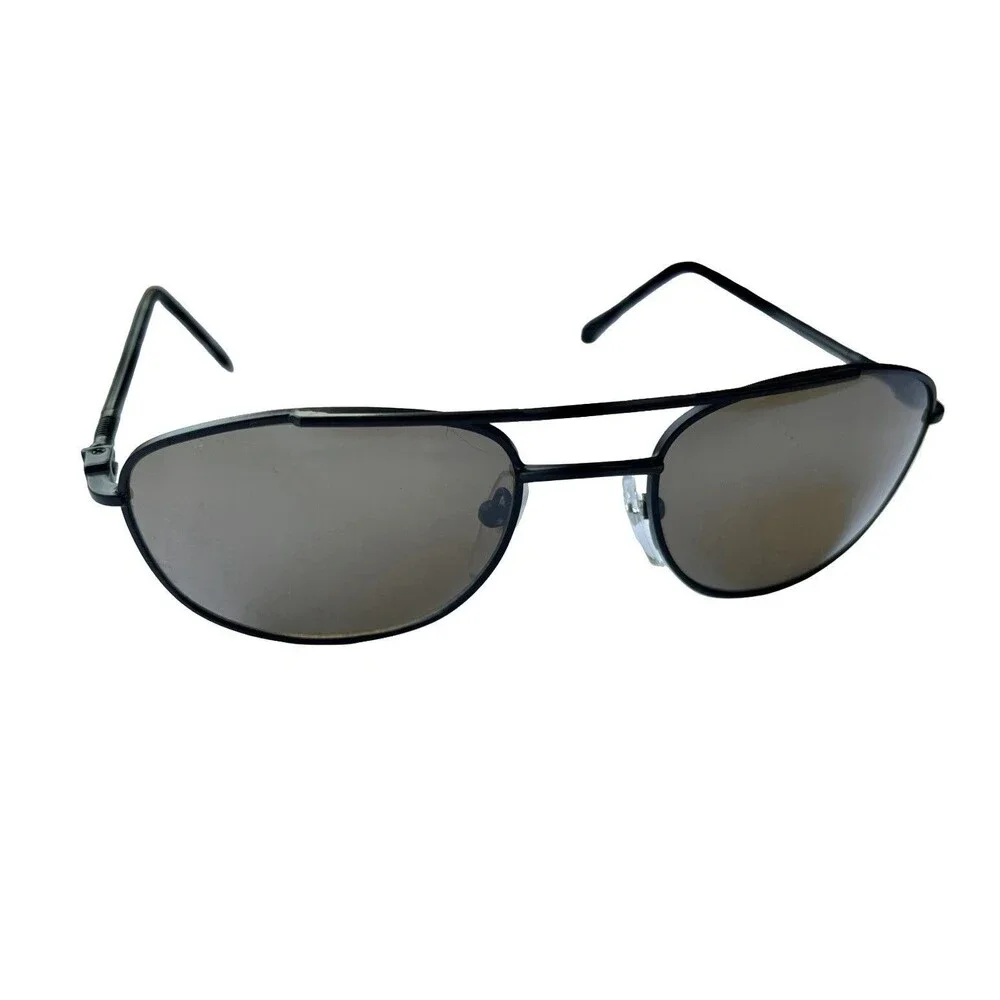 Geoffrey Beene Aviator Sunglasses Black Metal Frame Gray Lenses Unisex